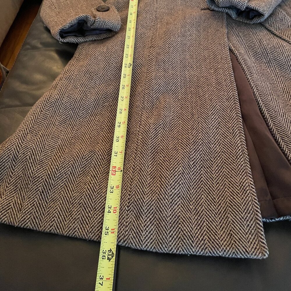 VTG Tailored Flare Fit Herringbone Tweed Wool Blend Coat. Merona, Women's Medium - Picture 13 of 16